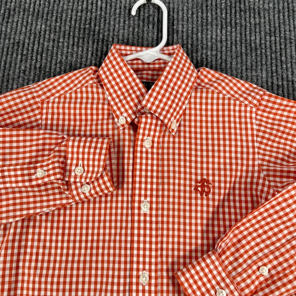 Brooks Brothers Shirt Boys XS Extra Small Orange Check Long Sleeve Button Down - Picture 4 of 13